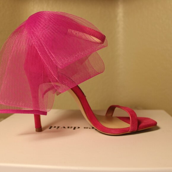 Charles David - Suede Emotional - Oversized Bow - Heeled Sandal - Fuschia - Picture 5 of 10